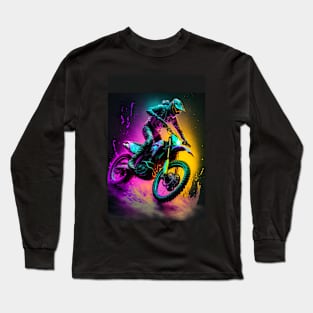 Cyber Future Dirt Bike With Neon Colors Long Sleeve T-Shirt